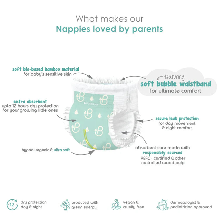 Pureborn - Organic Bamboo Diapers - Size 6
