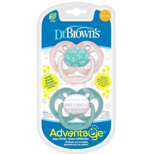 Advantage Soother Stage 2 (6-18m), 2 Pack, Pink