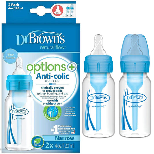 Anti-Colic Options+ Narrow Baby Bottle 120ml, Blue