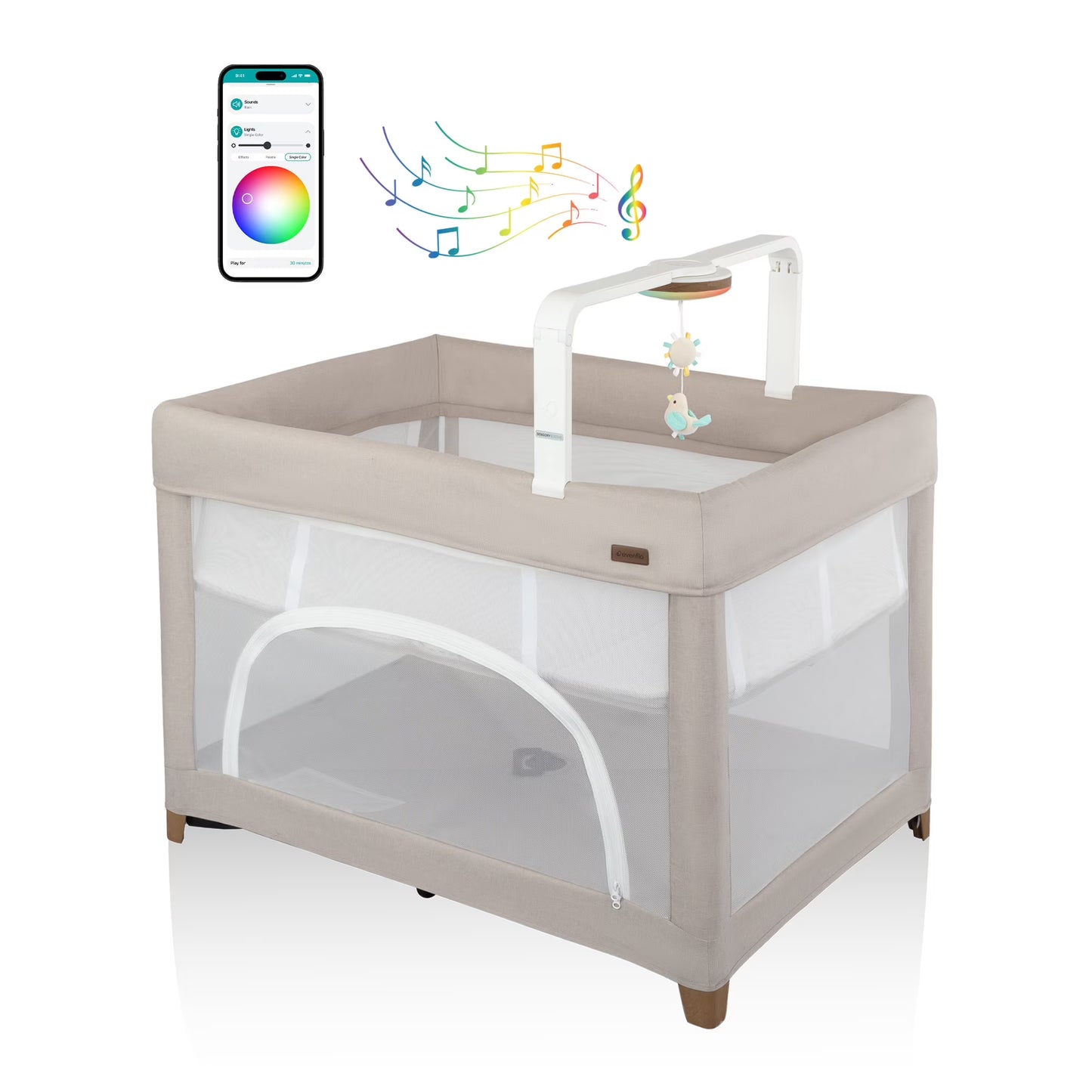 Evenflo - Eris One-Hand Playard - Bassinet And Sensor Soothe Technology