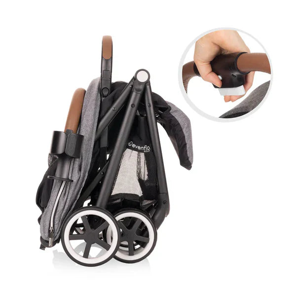 EVENFLO GOLD OTTO SELF-FOLDING TRAVEL STROLLER MOONSTONE GRAY