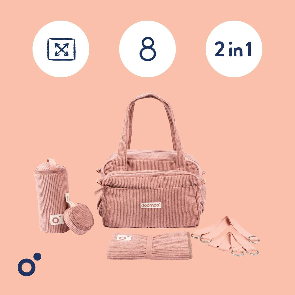 Doomoo - Fluffy Diaper Bag - Corduroy Pink - NEW!!
