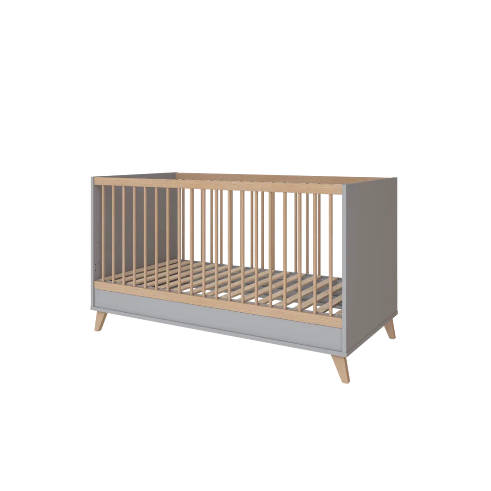 Faktum - flip Baby Cot Bed 140*70cm - Convertible Junior Bed With Adjustable Height - Grey