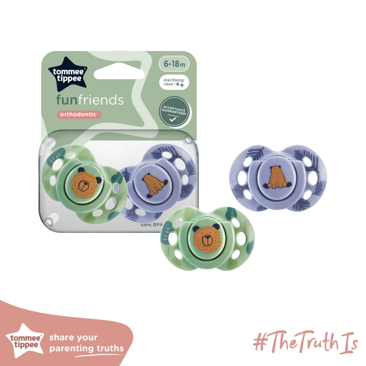 (TOMMEE TIPPEE)2 FUN STYLE SOOTHERS 6-18M
