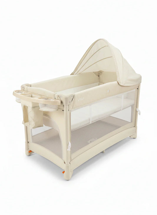 Miila - 3in1 Magic Fold Baby Playpen & Bassinet - Portable - One Hand Fold - Breathable Mesh - Beige