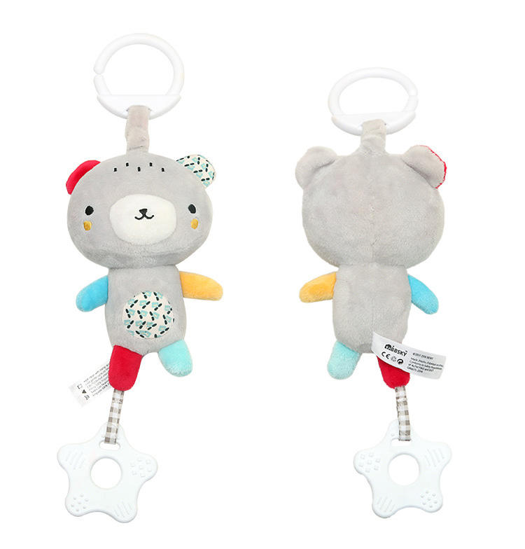 Tumama Kids - Plush Musical Teething - Hanging Rattle - Grey