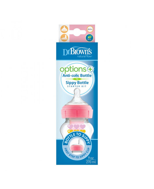 Wide Neck OP+ Bottle 270 ML Level 3 6m+ Nipple + Sippy Spout , Pink