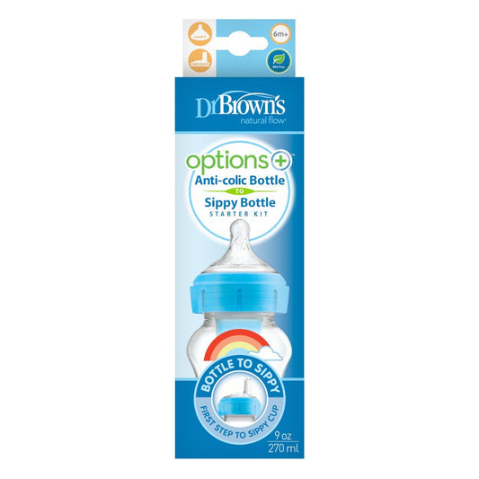 Wide Neck OP+ Bottle 270 ML Level 3 6m+ Nipple + S ippy Spout , Blue