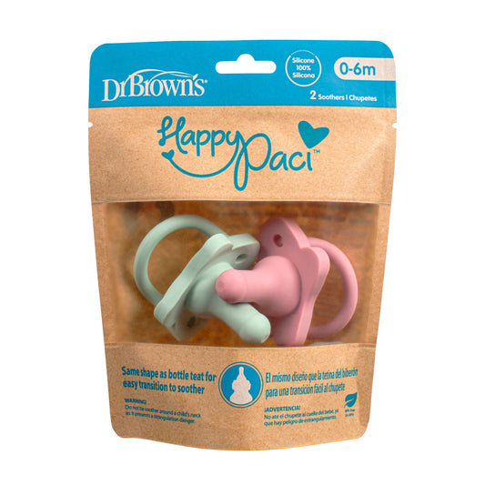 Happi-Paci Sili Dr. Brown's HappyPaci 100% Silicone Pacifier, 0m+, Blue 1 Pack cone Soother 0m+ 2 Pack, Pink&Green