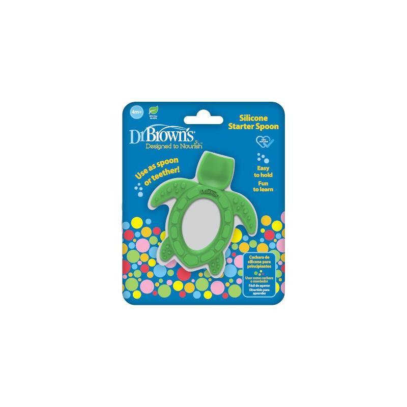 Silicone Starter Spoon + Teether , Turtle 4m+