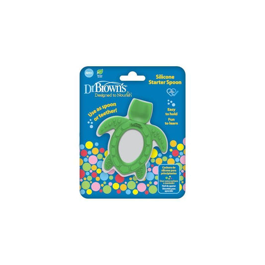 Silicone Starter Spoon + Teether , Turtle 4m+