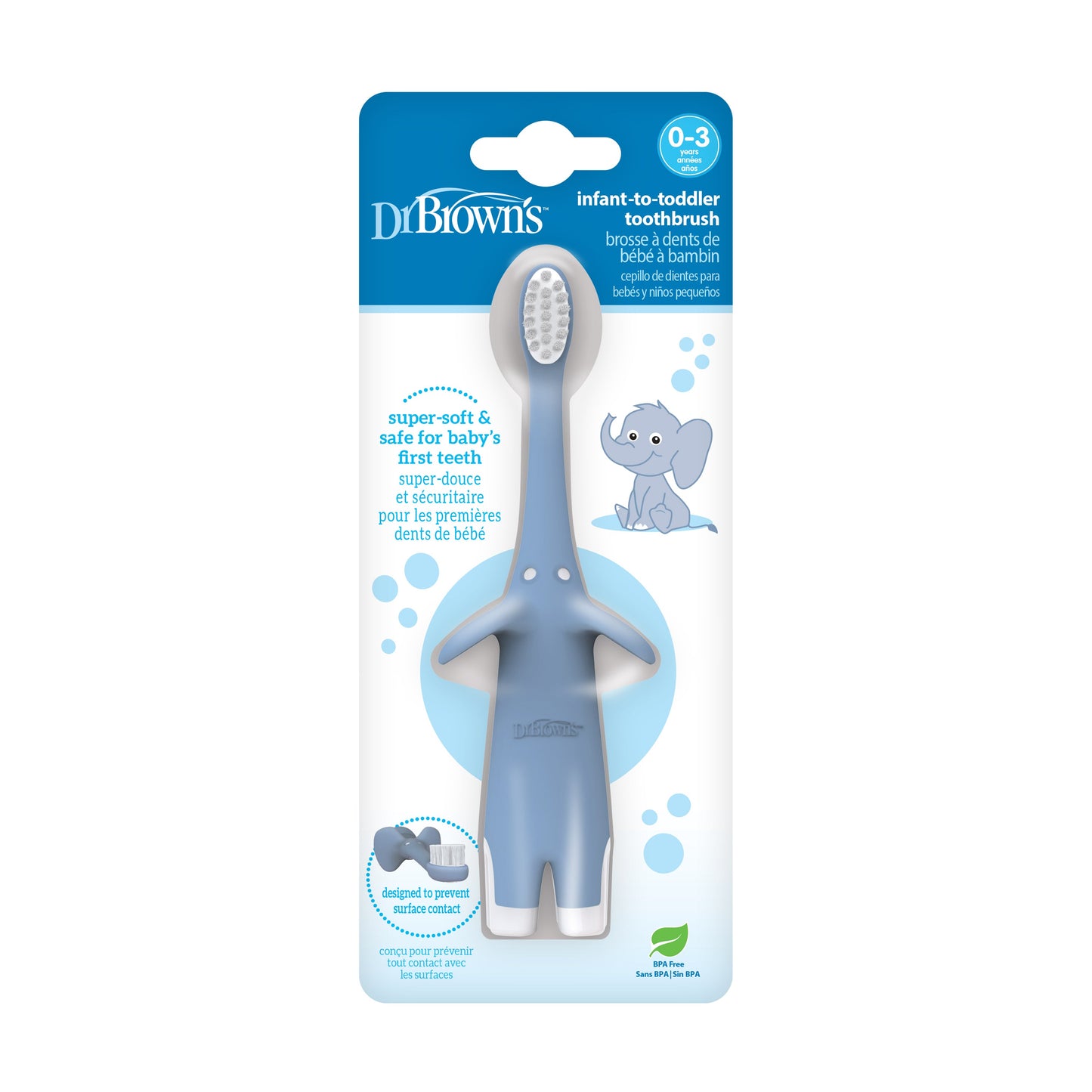 Infant- Toddler Elephant Toothbrush (0-3years) Blue