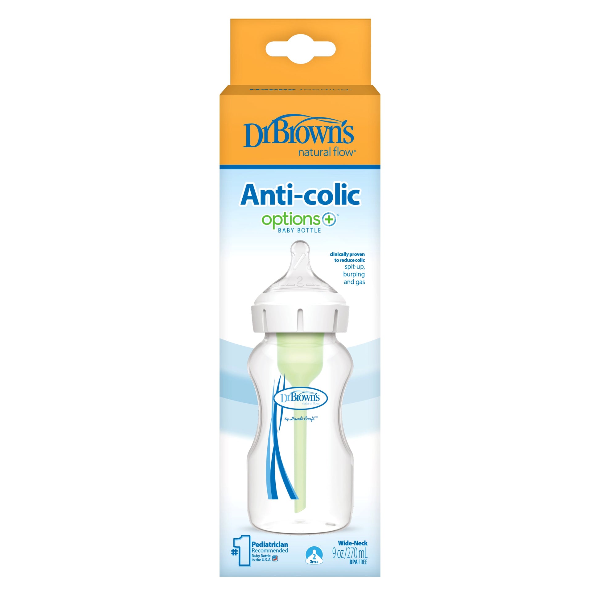 Dr. Brown's 270 ml Options+ Anti-Colic+W/N Bottle With Level 1 Teat