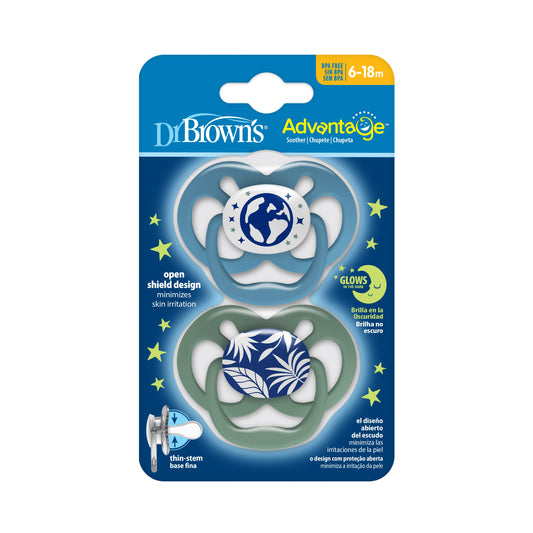 Advantage Soother Glow In The Dark Stage 2 (6-18m) , 2 Pack, Blue