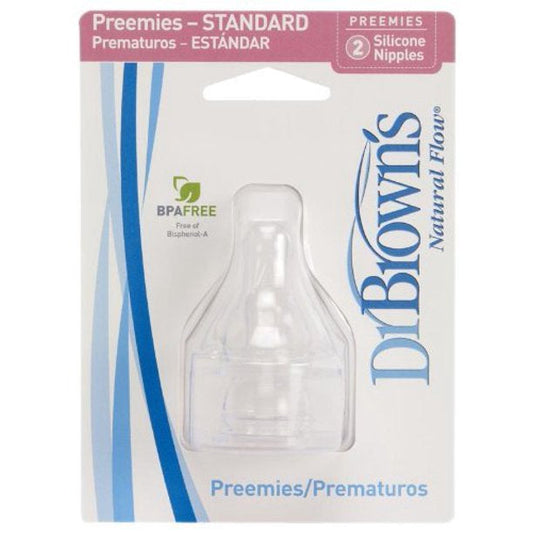 Narrow Preemie Nipples 0m+ Slow Flow, 2 Pack