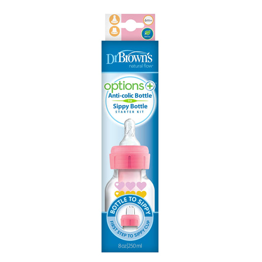 Narrow OP+ Bottle 250ML Level 3 6m+ Nipple + Sippy Spout , Pink