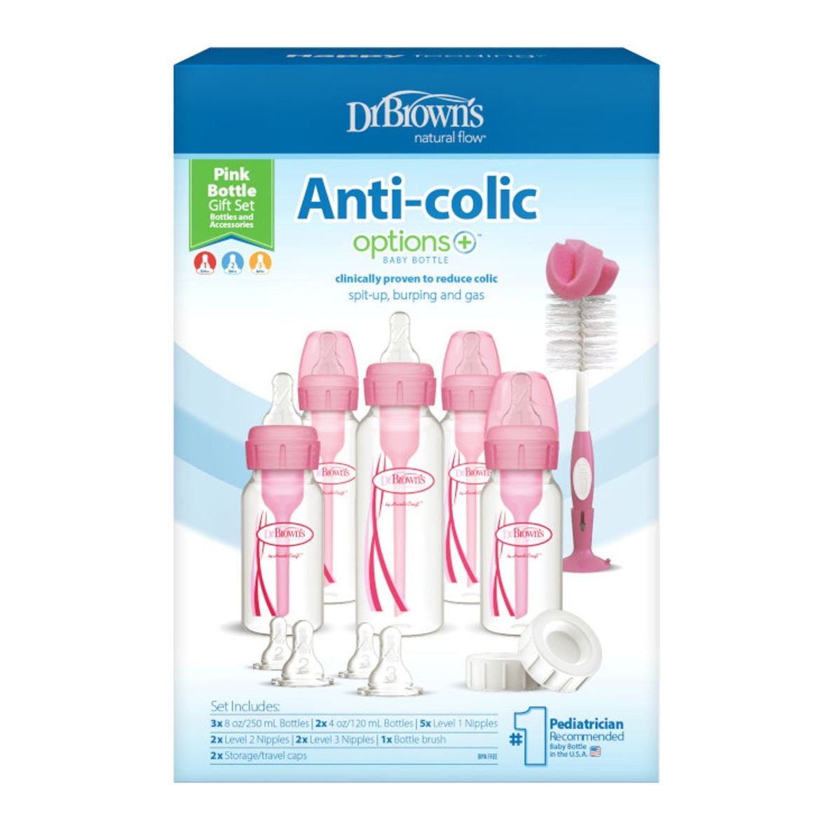 Narrow Op+ Anti-Colic Newborn Gift Set , Pink