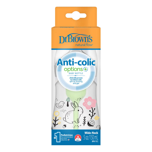 Dr.Brown’s Anti-Colic Options+ W/N Baby Bottle, 150ml – Woodland Bunny With Level 1 Teat