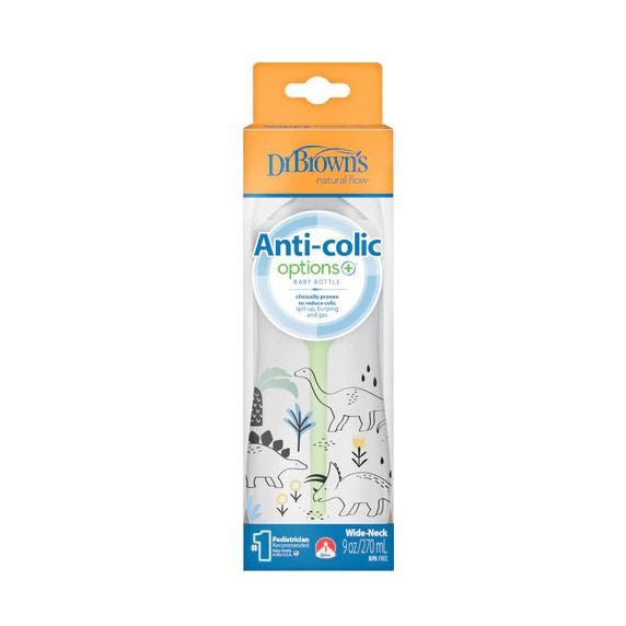 Brown’s Anti-Colic Options+ W/N Baby Bottle, 270ml With Level 1 Teat - Dino