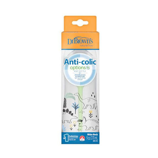 Brown’s Anti-Colic Options+ W/N Baby Bottle, 270ml With Level 1 Teat - Dino
