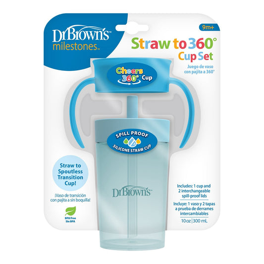 Dr. Brown's Straw to 360° Cup Set 300 ML, Ocean Blue