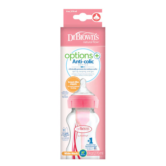 . Brown's 270 ml Options+ Anti-Colic+W/N Bottle With Level 1 Teat , Pink