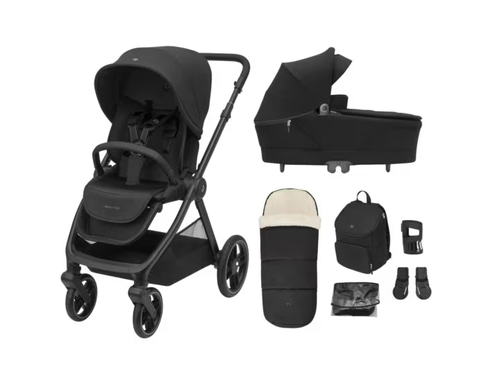 Maxi-Cosi - Oxford (Essential Black) - 3pcs Bundle Oxford Stroller (Pebble) - 360 Car Seat - FamilyFix 360 Pro Base.- Travel System