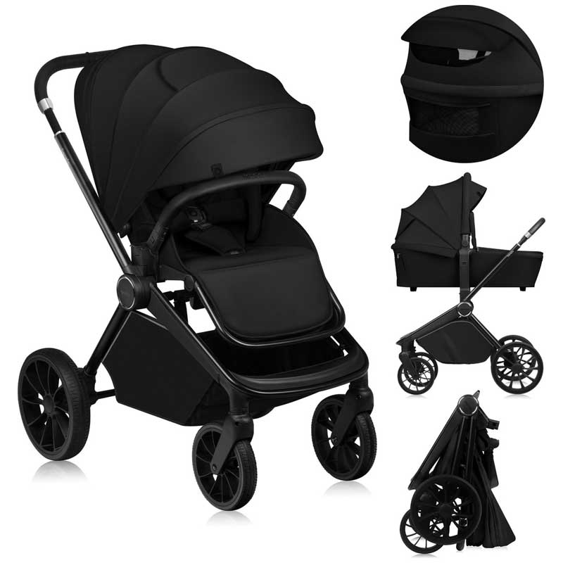 Lionelo - Mika 3in1 Stroller - Black Onyx - Travel System