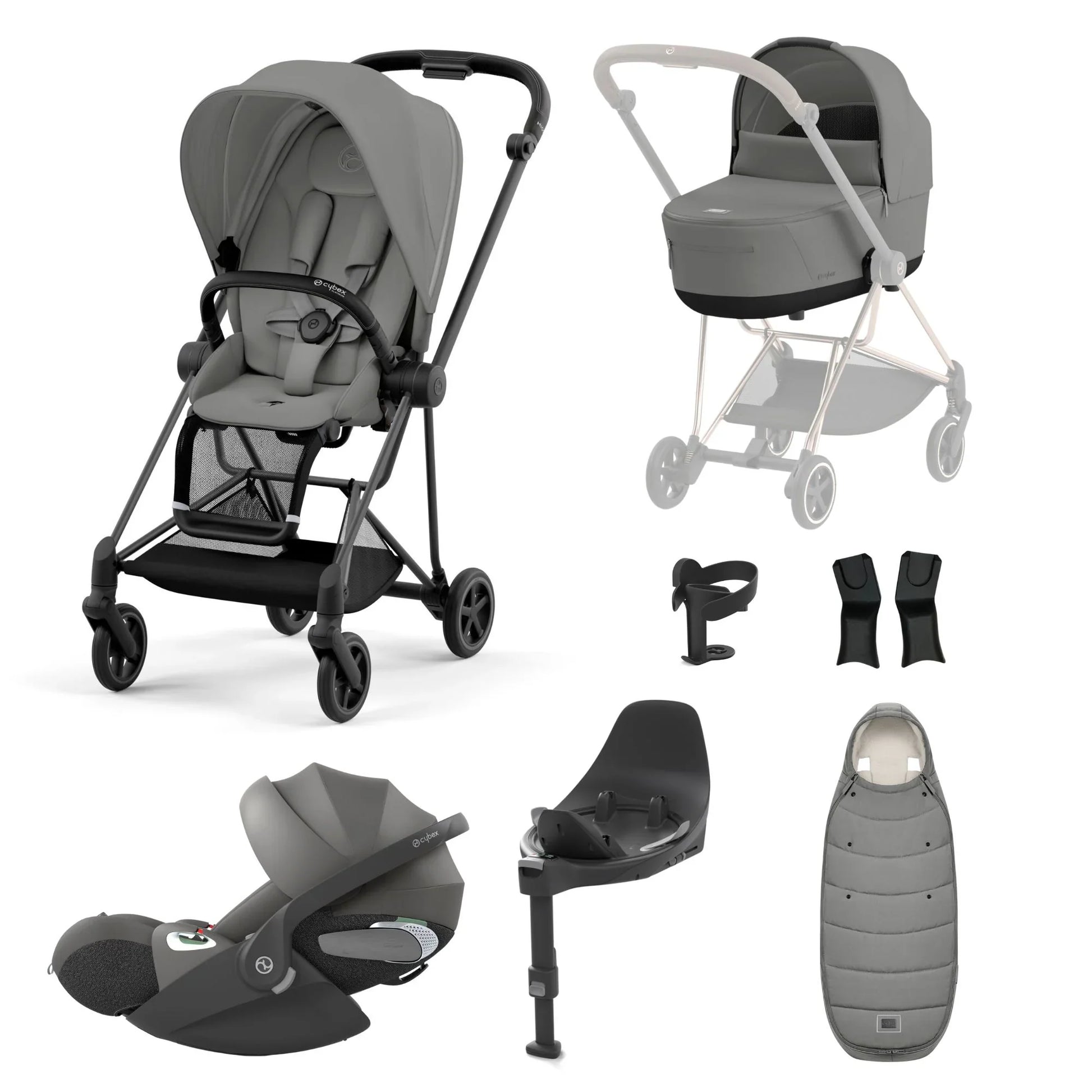 Cybex Mios Mirage Grey + Cloud-T car seat (Bassinet, Base T & Adapters are optional)