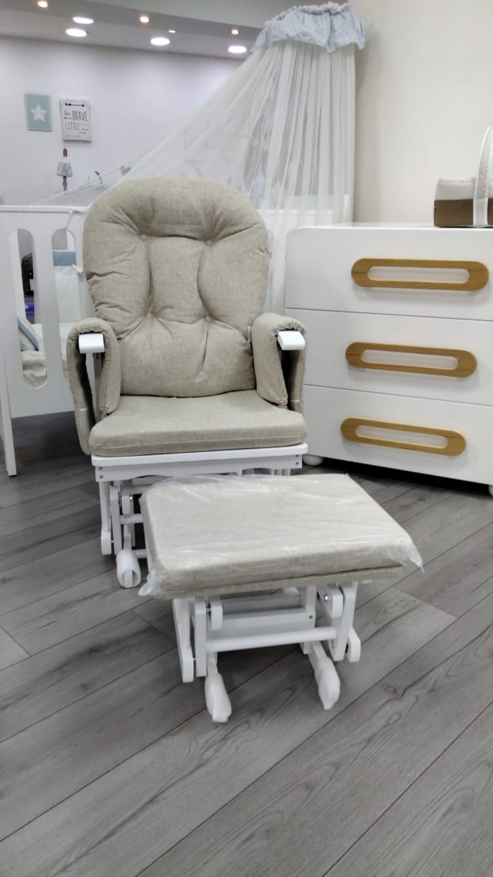 Miila Canvas Nursing Chair - Beige Rocker Set