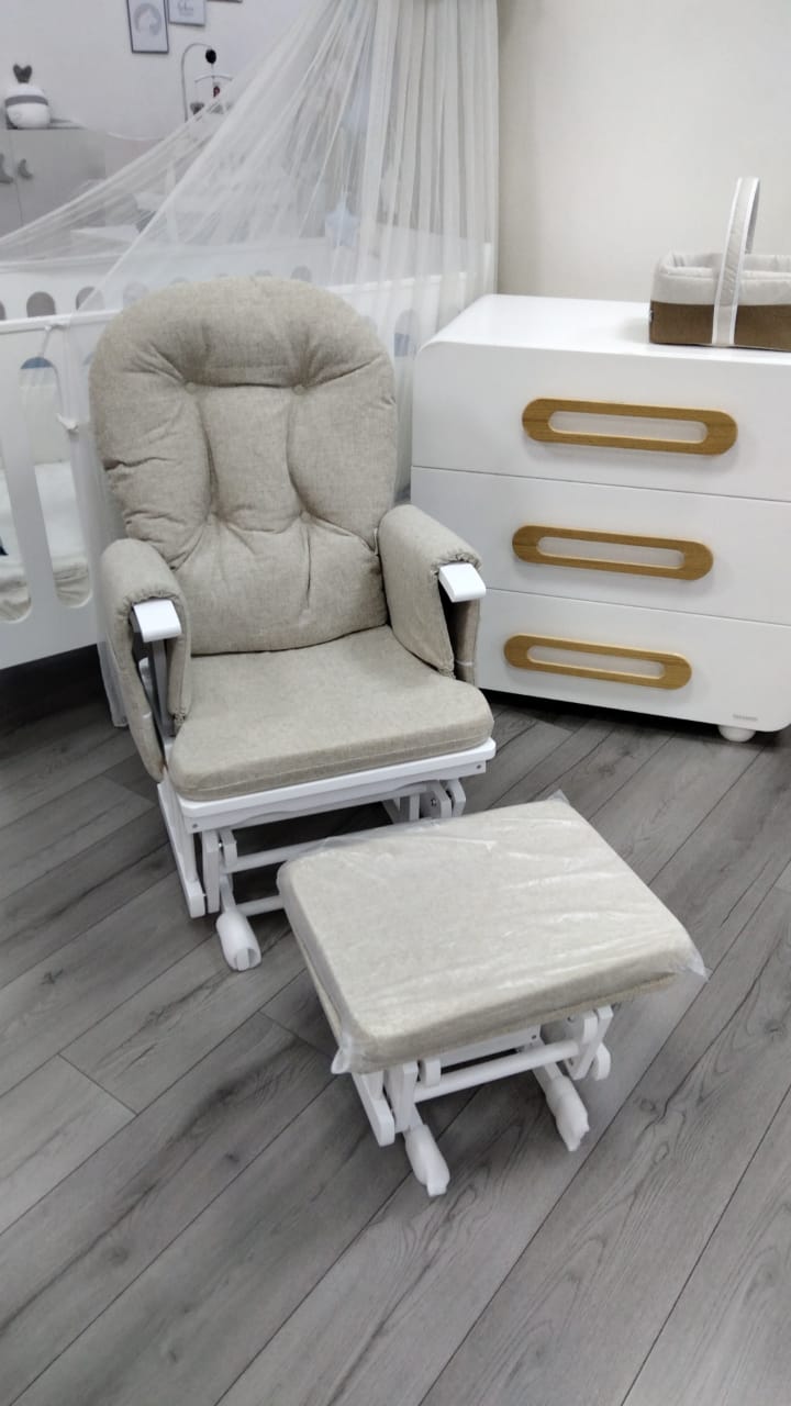 Miila Canvas Nursing Chair - Beige Rocker Set