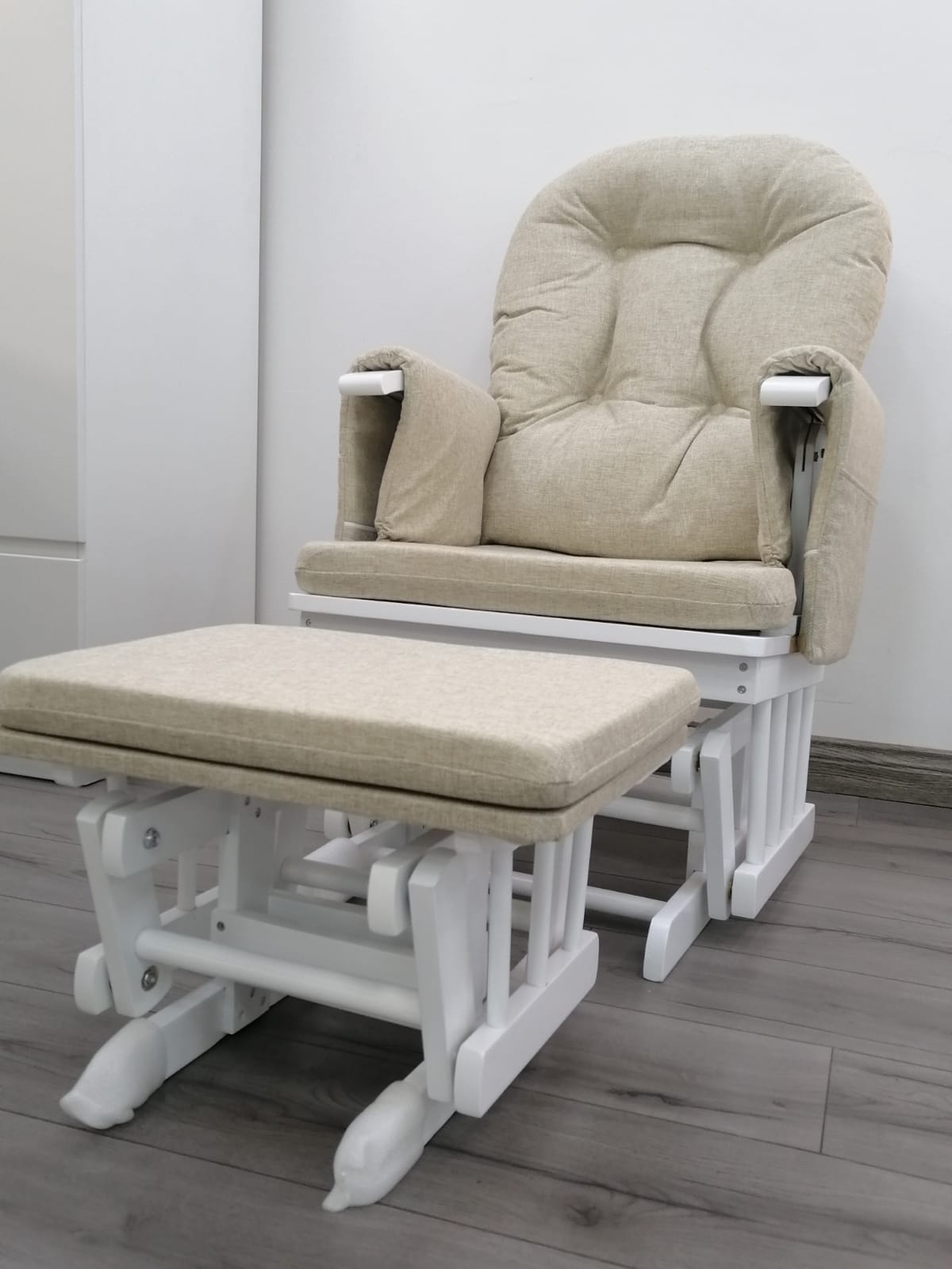 Miila Canvas Nursing Chair - Beige Rocker Set