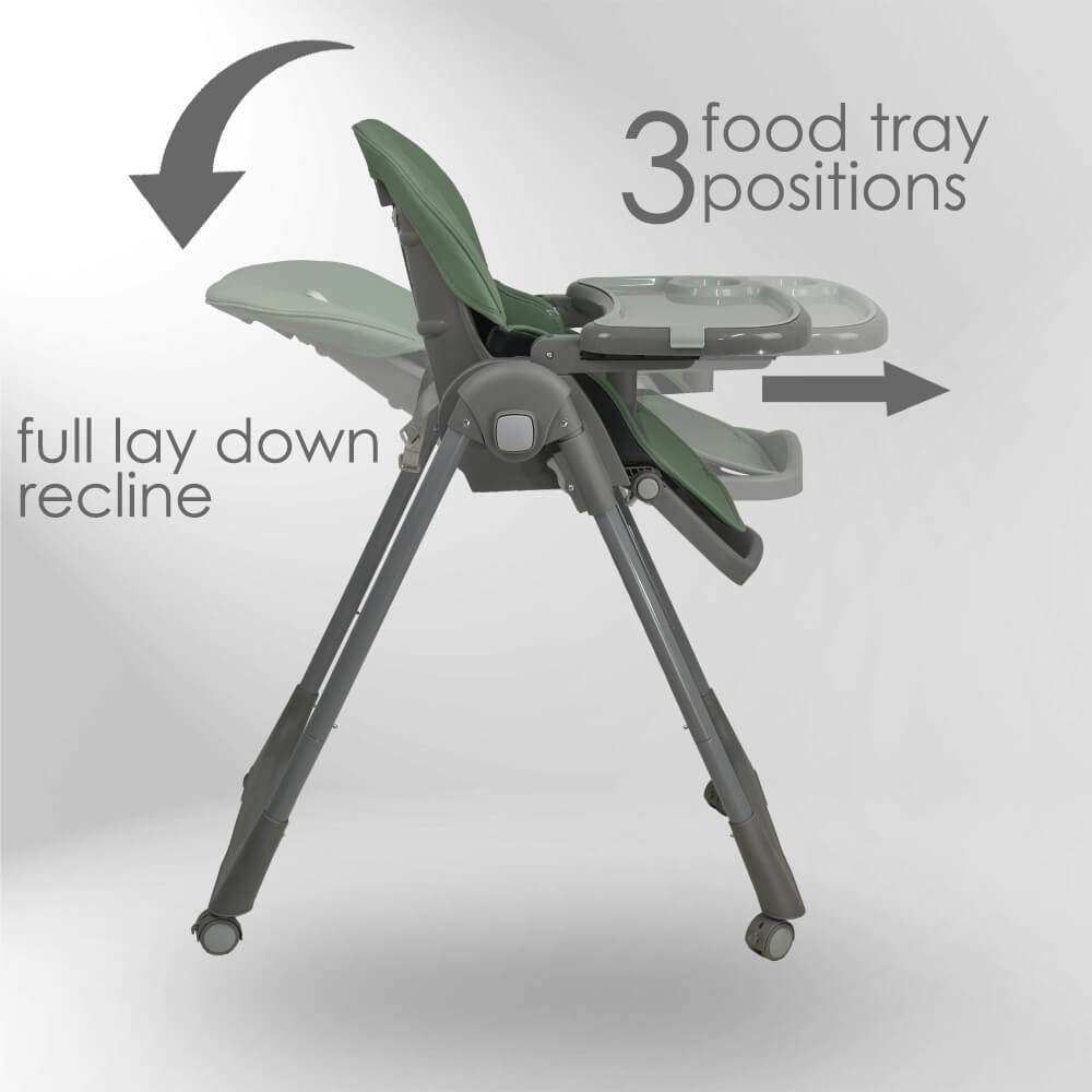 Miila High Chair Grey Adjustable Reclining Seat