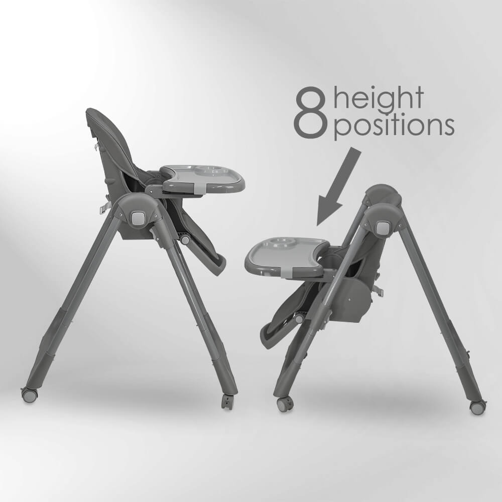 Miila High Chair Grey Adjustable Reclining Seat