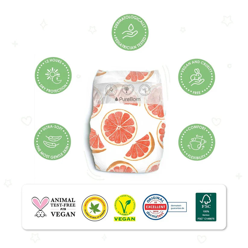 Pureborn - Organic Bamboo Diapers - Size 2