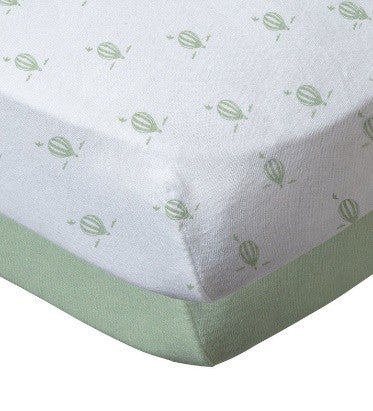 Poree Havlik - BBC Set Of 2 Fitted Sheet - 60*120cm - Almond Green + Baloons
