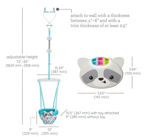 Infantino 2 in 1 Music & Lights Doorway Jumper Raccoon