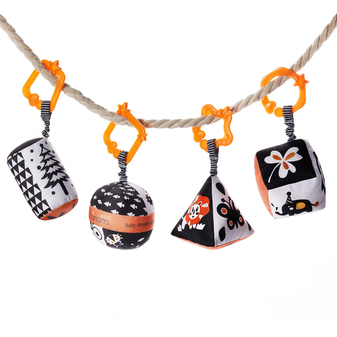 Tumama Kids - Geometric Hanging Rattle Set - Black And White