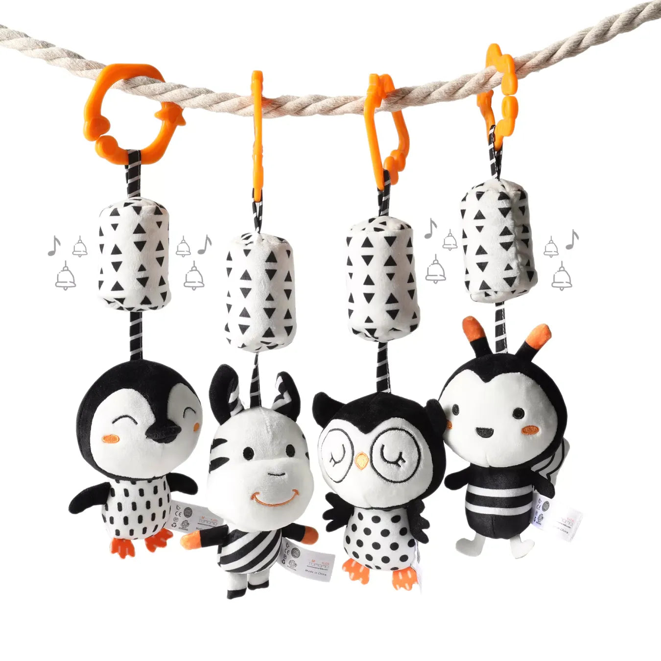 Tumama Kids - Animal Hanging Rattle Set - Black & White