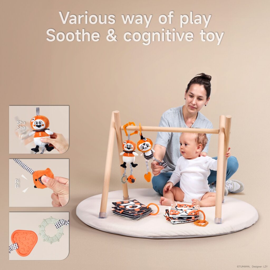 Tumama Kids - Newborn Visual Flash Cart And Rattle Set  - Black&White