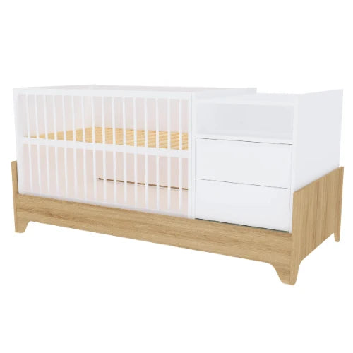 Faktum - Lumina 3in1 Convertible Baby Cot With Changing Unit - Desk With Junior Bed - White