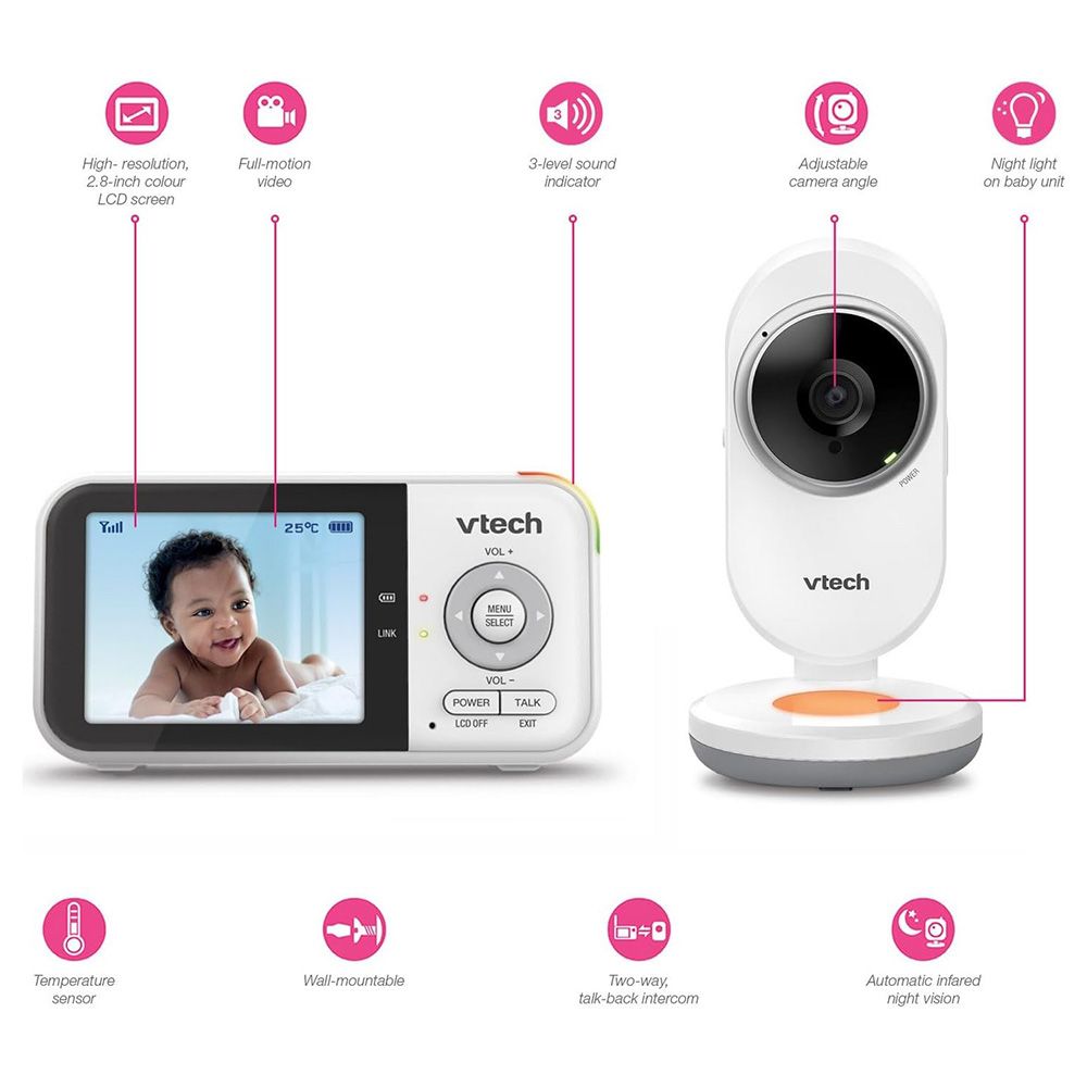 Vtech 2.8 Inch 270P Fix Cam Video Monitor With Night Light –800MAH Battery