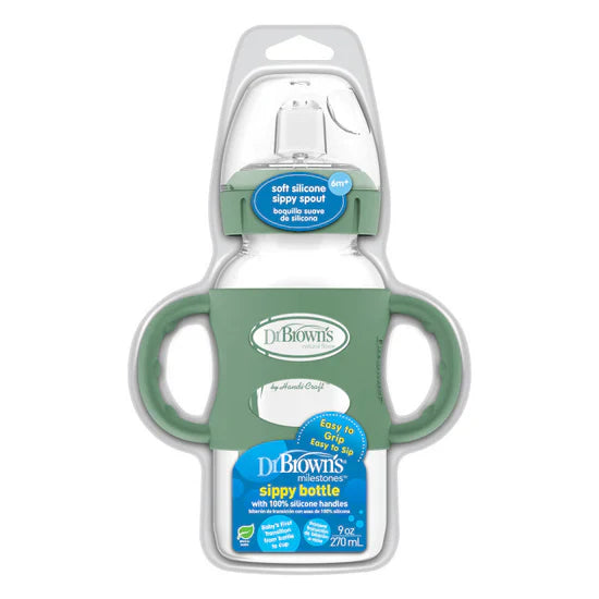 Wide Neck Sippy Bottle + Handles 270 ML 6m+ , Green