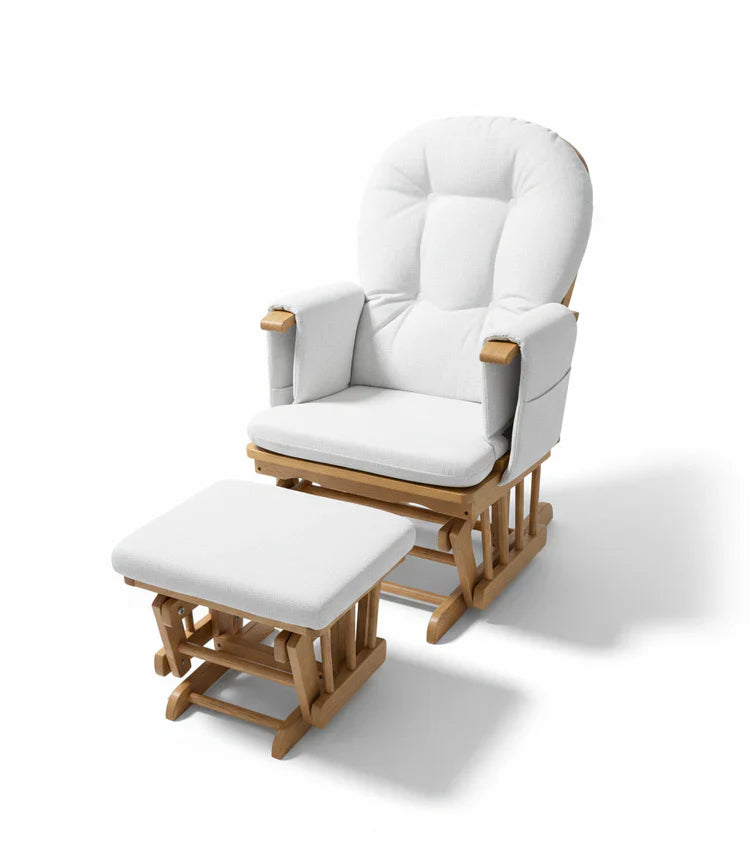 Miila Canvas Nursing Chair Off White natural wood Rocker