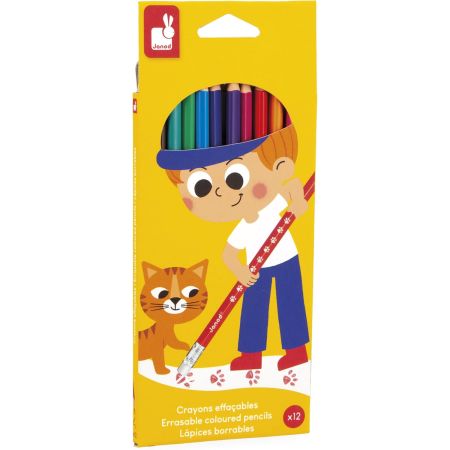 Janod - Erasable Pencils - 12pcs