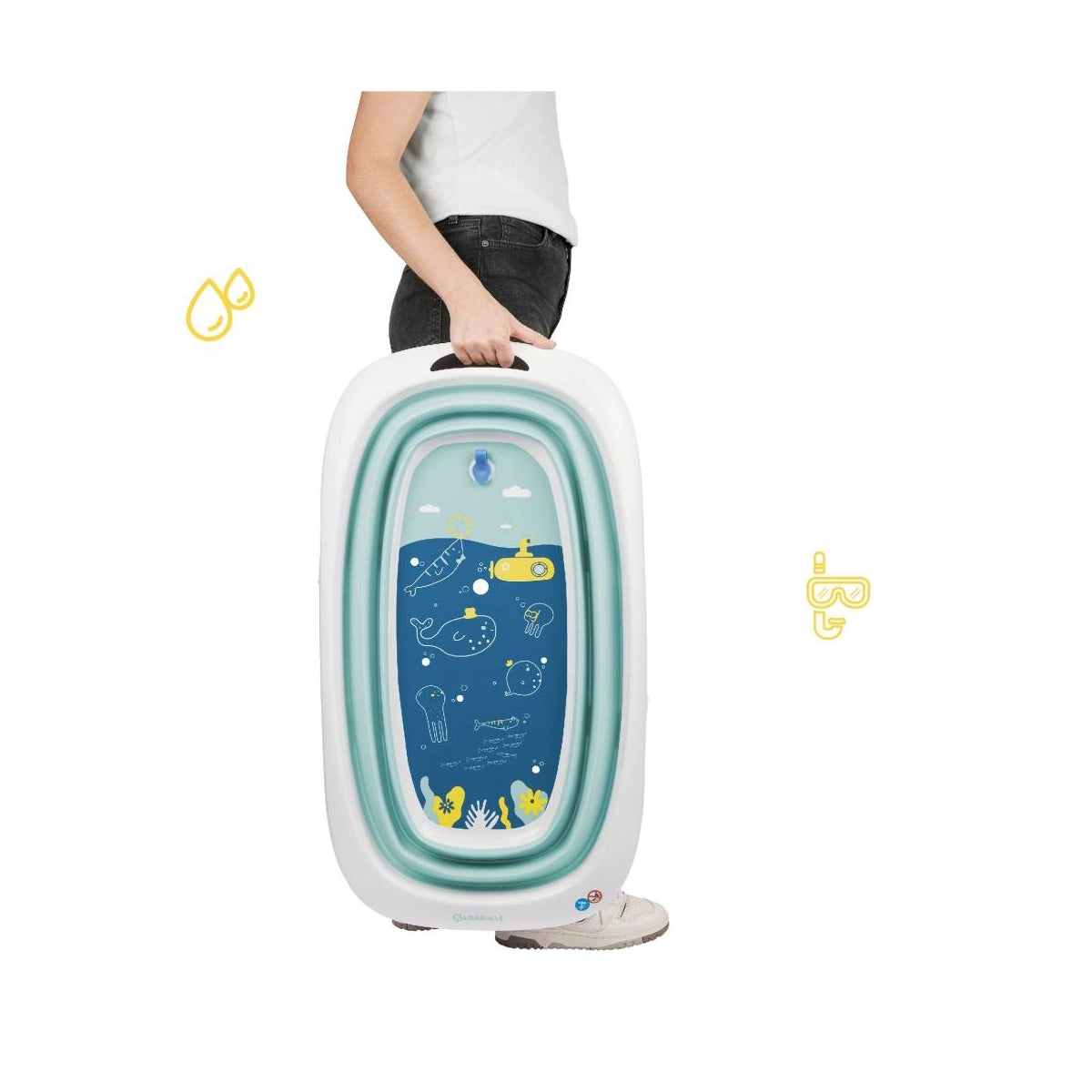BabyMoov - Foldable Bath Tub - Blue/White