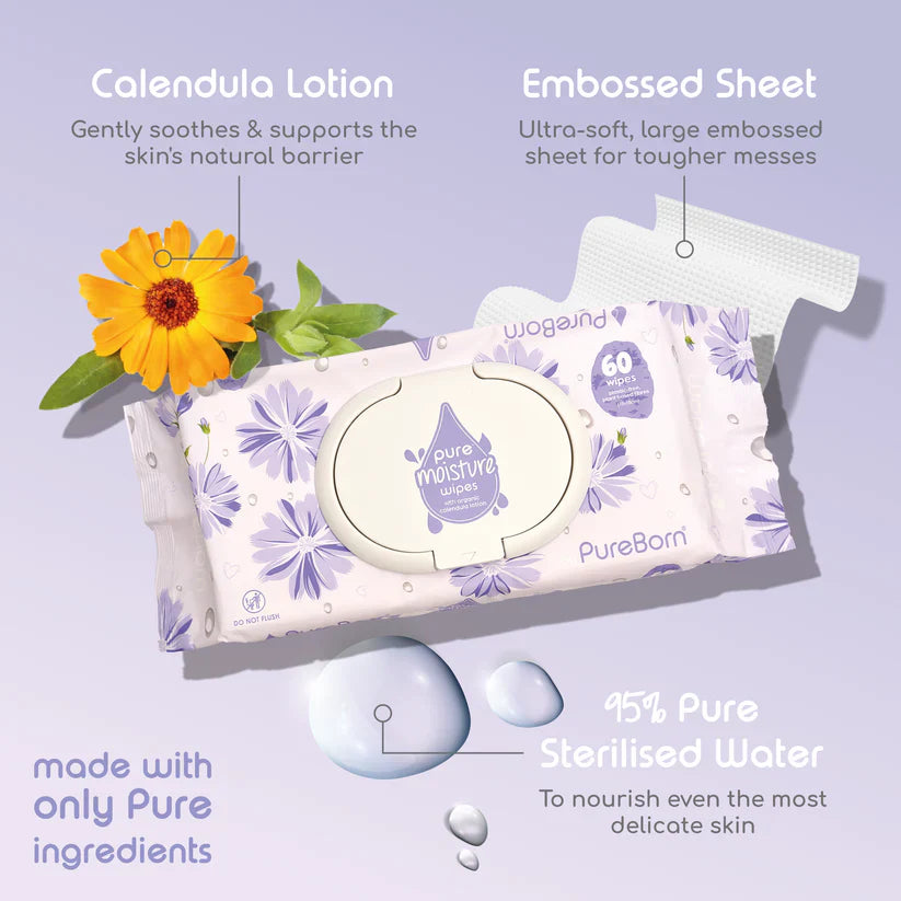 Pureborn - Pure Moisture Wipes - Organic Calendula Lotion