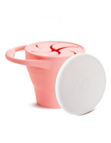 Munchkin - C'est Silicone Collapsible Snack Catcher With Lid - Toddler Food Cup - Coral