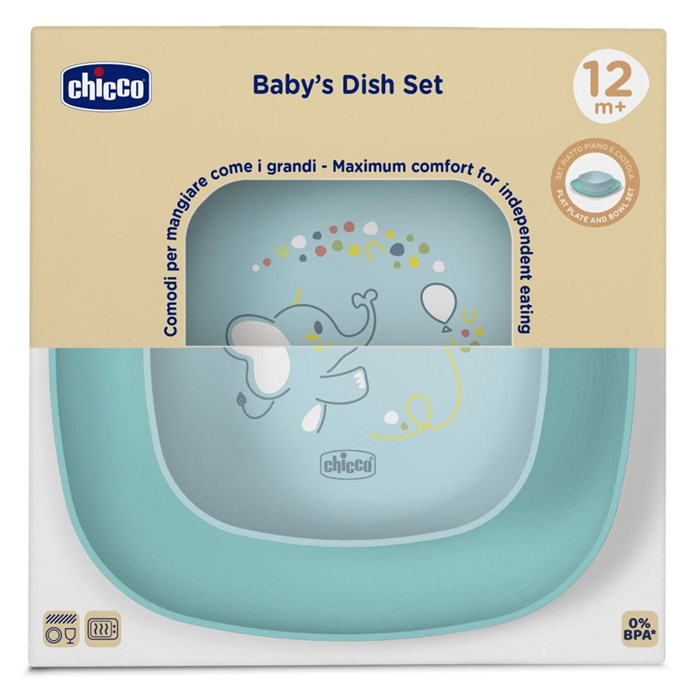 Chicco - Dish Set - Blue Elephant