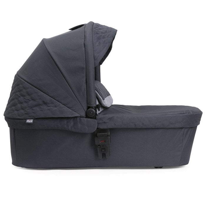 SEETY STROLLER - SEETY CARRYCOT (BOSTON GREY) - FIRST SEAT RECLINE (BLACK SATIN) - FULL 360 I-SIZE BASE